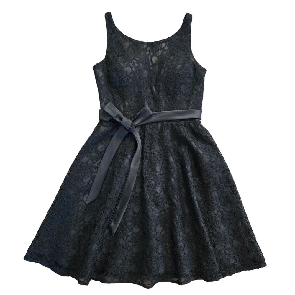 Marina Women's Lace Overlay A-Line Dress Black Size 10